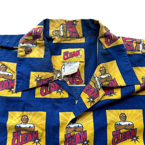 2001 Mr. Clean Shirt Mens M SS up Hawaiian Shirt Button Down GUC - Picture 4 of 9
